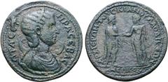 Roman Provincial Otacilia Severa (wife of Philip I) Æ 40mm of Laodicea ad Lycum, Phrygia. AD 244-249. Tuscianus, high priest. ΩΤΑ ϹЄΥΗΡΑ ϹЄΒΑϹ, diademed and draped bust to right, set on crescent / ΑΡΧ