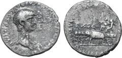 Roman Imperial Nero, with Agrippina II (mother of Nero), AR Denarius. Rome, AD 55. NERO [CLAVD DIVI F CAES AVG] GERM IMP [TR P COS], jugate busts to right of Nero, bareheaded with slight drapery over 