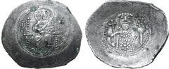 Byzantine Alexius I Comnenus BI Aspron Trachy. Constantinople, AD 1092-1118. Nimbate Christ enthroned facing, wearing pallium and colobium, holding book of Gospels in left hand; IC-XC across fields / 