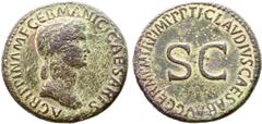 Roman Imperial Agrippina I (sister-in-law of Claudius) Æ Sestertius. Rome, circa AD 50-54. AGRIPPINA M F GERMANICI CAESARIS, draped bust to right / TI CLAVDIVS CAESAR AVG GERM P M TR P IMP P P around 