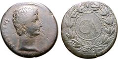 Roman Imperial Augustus Ӕ Sestertius. Uncertain Asian mint, circa 25 BC. AVGVSTVS, bare head to right / CA within rostral wreath. C.J. Howgego, Coinage and Military Finance: the Imperial Bronze Coinag