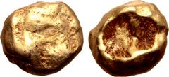 Greek Asia Minor, uncertain mint EL Hemihekte - 1/12 Stater. Circa 600 BC. Uncertain design, possibly head of roaring lion right(?) / Incuse square punch. Cf. Artemision 25-7; GRPC Lydia G29 (Kingdom 