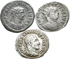 Large Lots Lot of 3 Roman Imperial AR and Æ Coins. Includes: Maximinus I, Tacitus and Carinus. Lot sold as seen - no returns. From a private Scandinavian collection; Ex Roma Numismatics Ltd., E-Live A