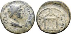 Greek Lydia, Sardes Æ 20mm. Pseudo-autonomous, time of Vespasian, circa AD 69-79. ΙЄΡΑ ϹΥΝΚΛ[ΗΤΟϹ], draped bust of the Senate to right / ϹΑΡΔΙΑΝΩΝ, tetrastyle temple. GRPC Lydia 298; RPC II 1309; BMC 
