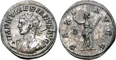 Roman Imperial Numerian BI Antoninianus. Rome, AD 283-284. IMP NVMERIANVS AVG, radiate and cuirassed bust to left, with spear and decorated shield / PAX AVGG, Pax standing left, with branch and sceptr