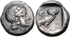 Greek Baktria, 'Athenian Series' AR Tetradrachm. Stasanor, satrap(?). Uncertain mint in the Oxus region, circa 321-245 BC. Attic standard. Head of Athena to right, wearing earring, necklace, and crest