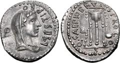 Roman Imperatorial Q. Servilius Caepio (M. Junius) Brutus AR Denarius. Military mint moving with Brutus in Asia Minor, 42 BC. L. Sestius, proquaestor. Veiled and draped bust of Libertas to right; L•SE