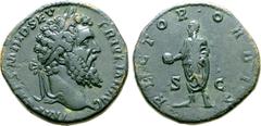 Roman Imperial Didius Julianus Æ Sestertius. Rome, AD 193. IMP CAES M DID SEVER IVLIAN AVG, laureate head to right / RECTOR ORBIS, Didius Julianus standing facing, head to left, holding globe and scro