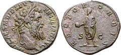 Roman Imperial Didius Julianus Æ Sestertius. Rome, AD 193. IMP CAES M DID SEVER IVLIAN AVG, laureate head to right / RECTOR ORBIS, Didius Julianus standing facing, head to left, holding globe and scro