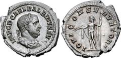 Roman Imperial Balbinus AR Denarius. Rome, circa April-June AD 238. IMP C D CAEL BALBINVS AVG, laureate, draped and cuirassed bust to right / IOVI CONSERVATORI, Jupiter standing facing, head to left, 