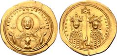 Byzantine Zoë and Theodora AV Histamenon Nomisma. Constantinople, April-June AD 1042. ✠ ΘKЄ RΘ TAC BACIΛICCIC, half-length bust of the Virgin facing, orans, nimbate and wearing pallium with maphorium;