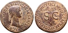 Roman Imperial Agrippina (sister-in-law of Claudius) Æ Sestertius. Rome, AD 50-54. AGRIPPINA M F GERMANICI CAESARIS, draped bust to right / TI CLAVDIVS CAESAR AVG GERM P M TR P IMP P P around S•C. RIC