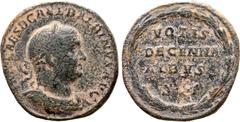 Roman Imperial Balbinus Æ Sestertius. Rome, AD 238. IMP CAES D CAEL BALBINVS AVG, laureate, draped and cuirassed bust to right / VOTIS DECENNALIBVS S C, written in four lines within oak-wreath. RIC IV