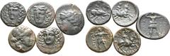 Large Lots Lot of 5 Thessaly, Larissa Æ Coins. Includes: 1) Thessaly, Larissa Æ19. Late 4th - early 3rd centuries BC. Head of the nymph Larissa three-quarter facing left, wearing hair band and plain n