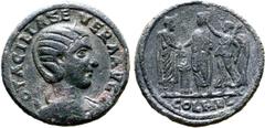 Roman Provincial Otacilia Severa (wife of Philip I) Æ 29mm of Heliopolis, Seleucis and Pieria. AD 244-245. OTACILIA SEVERA AVG, diademed and draped bust to right, with crescent at shoulders / Philip I