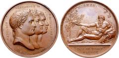 A Collection of Napoleonic Medals France, First Empire. Napoléon I, with Alexander I of Russia and Friedrich Wilhelm III of Prussia, Æ Medal. Commemorating the peace of Tilsit. 1807. Dies by Andrieu a