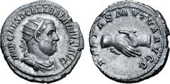Roman Imperial Balbinus AR Antoninianus. Rome, AD 238. IMP CAES D CAEL BALBINVS AVG, radiate, draped and cuirassed bust to right / PIETAS MVTVA AVGG, clasped hands. RIC IV 12; BMCRE 74-76; RSC 17. 4.7