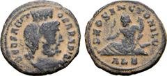 Roman Imperial Anonymous Æ Nummus. Alexandria, time of Maximinus II, AD 310-313. DEO SANCTO SARAPIDI, draped bust of Serapis right, wearing modius / DEO SANCTO NILO, Nilus reclining left, holding bran