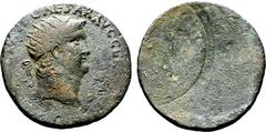 Roman Imperial Nero Æ Dupondius. Rome (?), AD 54-68. [IMP NERO] CLAVD CAESAR AVG GER [P M TR P P P] (?), radiate head to right / Blank. Cf. RIC I 339 for obverse. 12.89g, 28mm. Near Very Fine. This er