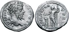 Roman Imperial Septimius Severus AR Denarius. Rome, AD 200-201. SEVERVS AVG PART MAX, laureate head to right / RESTITVTOR VRBIS, Emperor, in military dress, standing facing, head to left, sacrificing 