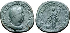 Roman Imperial Balbinus Æ Sestertius. Rome, AD 238. IMP CAES D CAEL BALBINVS AVG, laureate, draped and cuirassed bust to right / PROVIDENTIA DEORVM, Providentia standing facing, head to left, holding 