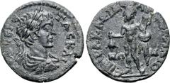 Roman Provincial Geta, as Caesar, Æ 20mm of Maionia, Lydia. AD 198-209. Herakleidos II, archon. Λ CЄ ΓЄTAC KAI, laureate, draped and cuirassed bust to right / ЄΠ HPAKΛЄIΔOY AP TO Γ MAIONΩN, Hermes nak