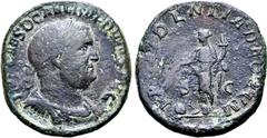 Roman Imperial Balbinus Æ Sestertius. Rome, AD 238. IMP CAES D CAEL BALBINVS AVG, laureate, draped and cuirassed bust to right / [PROV]DENTIA DEORVM, Providentia standing facing, head to left, holding