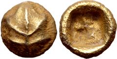 Greek Rhodos, Kamiros EL 1/12 Stater. Circa 500-460 BC. Lydo-Milesian standard. Fig leaf / Rough incuse square. HNO 2625 (temporary, one coin listed) = Roma XXI, lot 234, otherwise unpublished in the 