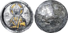 Byzantine Byzantine AR Medallion. Circa 10th-11th century AD. Facing bust of Christ Pantokrator; HC-XC across upper fields / Blank. For similar depictions, cf. DOC Byzantine and Mediaeval Antiques II,