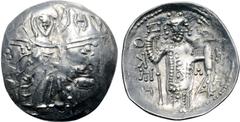 Byzantine Empire of Trebizond, Manuel I Comnenus AR Trachy. Trebizond mint, AD 1238-1263. The Virgin seated facing on throne, holding head of the infant Christ facing on breast; MHP - ΘV across fields