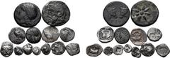 Large Lots Lot of 13 Greek AR and Æ Coins. Includes: 1) Troas, Abydos AR Obol. Circa 460-430 BC. Eagle standing to left with wings closed, ABY to left / Facing gorgoneion, tongue protruding, within in