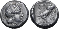 Greek Baktria, 'Athenian Series' AR Tetradrachm. Stasanor, satrap(?). Uncertain mint in the Oxus region, circa 321-245 BC. Attic standard. Head of Athena to right, wearing earring, necklace, and crest