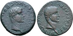 Roman Provincial Caligula, with Germanicus (father of Caligula), Æ 22mm of Cnossus, Crete. AD 37-41. Pulcher and Varius, duoviri. [C] CAESAR AVG GERM[ANICVS], bare head of Caligula to right / GER CAES