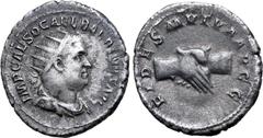 Roman Imperial Balbinus AR Antoninianus. Rome, AD 238. IMP CAES D CAEL BALBINVS AVG, radiate, draped and cuirassed bust to right / FIDES MVTVA AVGG, clasped hands. RIC IV 11; BMCRE 71; RSC 6. 4.68g, 2