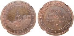 Medieval and World Great Britain, Hanover. temp. George III. Bewicke Main Colliery CU Penny Token. Newcastle mint, 1811. ⧾ BEWICKE MAIN COLLIERY ⧾, ship loading coal at port; date below / • ⧾ • NEWCAS