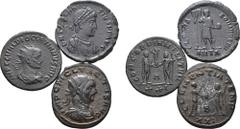Large Lots Lot of 3 Roman Imperial BI and Æ Coins. Includes Tacitus, Diocletian, Theodosius I. Lot sold as seen - no returns. Auctioned in association with and on behalf of Dutch Numismatic Auction by