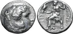 Greek Kingdom of Macedon, Demetrios I Poliorketes AR Tetradrachm. Tyre, circa 290-287 BC. In the types of Alexander III. Head of Herakles to right, wearing lion skin headdress / BAΣIΛEΩΣ ΔMHTPIOY, Zeu