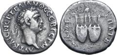 Roman Provincial Trajan AR Drachm of the Koinon of Lycia. AD 98-99. AYT KAIC NЄP TPAIANOC CЄB ΓЄPM, laureate head to right / ΔHM ЄΞ [Y]ΠAT B, two lyres; above, owl standing to right. RPC III 2676; BMC