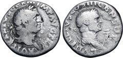 Roman Imperial Vitellius AR Denarius. Rome, AD 69. A VITELLIVS GERM IMP AVG TR P, laureate head to right / L VITELLIVS COS III CENSOR, laureate and draped bust of Lucius Vitellius to right, eagle-tipp