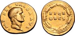 Roman Imperial Galba AV Aureus. Rome, July AD 68 - January AD 69. IMP SER GALBA AVG, bare head to right / S P Q R OB C S in two lines, all within oak wreath. RIC I 164; C. 286; BMCRE 29 corr. (bust ty