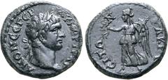 Roman Provincial Trajan Æ 19mm of Nacrasa, Lydia. AD 98-117. ΑΥ ΝЄΡ ΤΡΑΙΑΝΟΝ СЄ ΓЄΡ, laureate head to right / NAKPACITΩN, Nike standing facing, head to left, holding wreath and palm. RPC III 1800 (cor