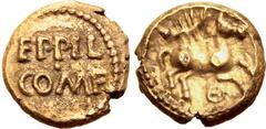 Spain, Gaul and Celtic Britannia, the Atrebates & Regni AV 1/4 Stater. Eppillus, circa 20 BC - AD 10. EPPIL COM F in two lines / Pegasos to right; pellet within annulet below. ABC 1154; Van Arsdell 43
