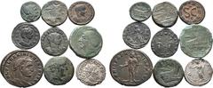 Roman Imperial Lot of 9 Roman Republican, Provincial and Imperial Coins. Includes: 1. Anonymous Æ Uncia. Semilibral standard. Rome, circa 217-215 BC. Helmeted head of Roma to left; • (mark of value) b