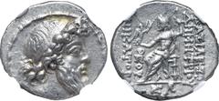 Greek Seleukid Empire, Demetrios II Nikator AR Drachm. Antioch, circa 129-128 BC. Diademed head to right / Zeus Aëtophoros seated to left, holding sceptre; BAΣIΛEΩΣ ΔHMHTPIOY to right, ΘΕΟΥ NIKATOPOΣ 