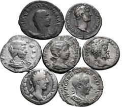 Roman Imperial Lot of 7 Roman Imperial AR and BI Coins. Includes a Diva Mariniana (wife of Valerian I) BI Antoninianus. Lot sold as seen - no returns. From the inventory of a European dealer.