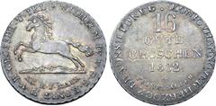 Medieval and World German States, Hannover (Kingdom). Wilhelm IV AR 16 Groschen. 1832A. ∗ WILHELM IV V. G. G. KONIG D. V. R. GROSSBR. U. IRL., horse leaping to left, M on ground line; XX E. F. MARK be