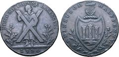 Medieval and World Scotland, Edinburgh. Hutchinson's CU 1/2 Penny Token. 1790. NEM ME IMPUNE LACESSIT, St. Andrew standing facing, holding cross saltire, date in exergue / EDINBURGH 1/2 Penny, arms of