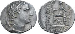 Greek Kings of Thrace, Mostis AR Tetradrachm. Circa 125 BC. Diademed and draped bust to right / Athena Nikephoros seated to left, left arm resting on shield; [ΒΑ]ΣΙΛΕΩΣ to right, ΜΟΣΤΙΔΟΣ crowned by N
