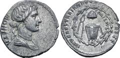 Vogelberg Trajan AR Denarius. Restoration issue. Rome, AD 112-113. MONETA, draped bust of Juno Moneta to right, wearing earring and necklace / IMP CAES TRAIAN AVG [GER DAC] P P REST CARISIVS, anvil be