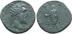 Roman Imperial Didius Julianus Æ Sestertius. Rome, AD 193. IMP CAES M DID SEVER IVLIAN AVG, laureate head to right / RECTOR ORBIS, emperor standing facing, head to left, holding globe and scroll; S-C 
